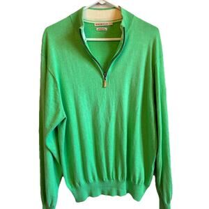 Peter Millar Mens Green 1/4 Zip Long Sleeve Cashmere Blend Sweater Size L Luxury